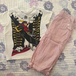 Pirate 🏴‍☠️ Shirt & Red & White Striped Capri Pants 100% Cotton Size 4T